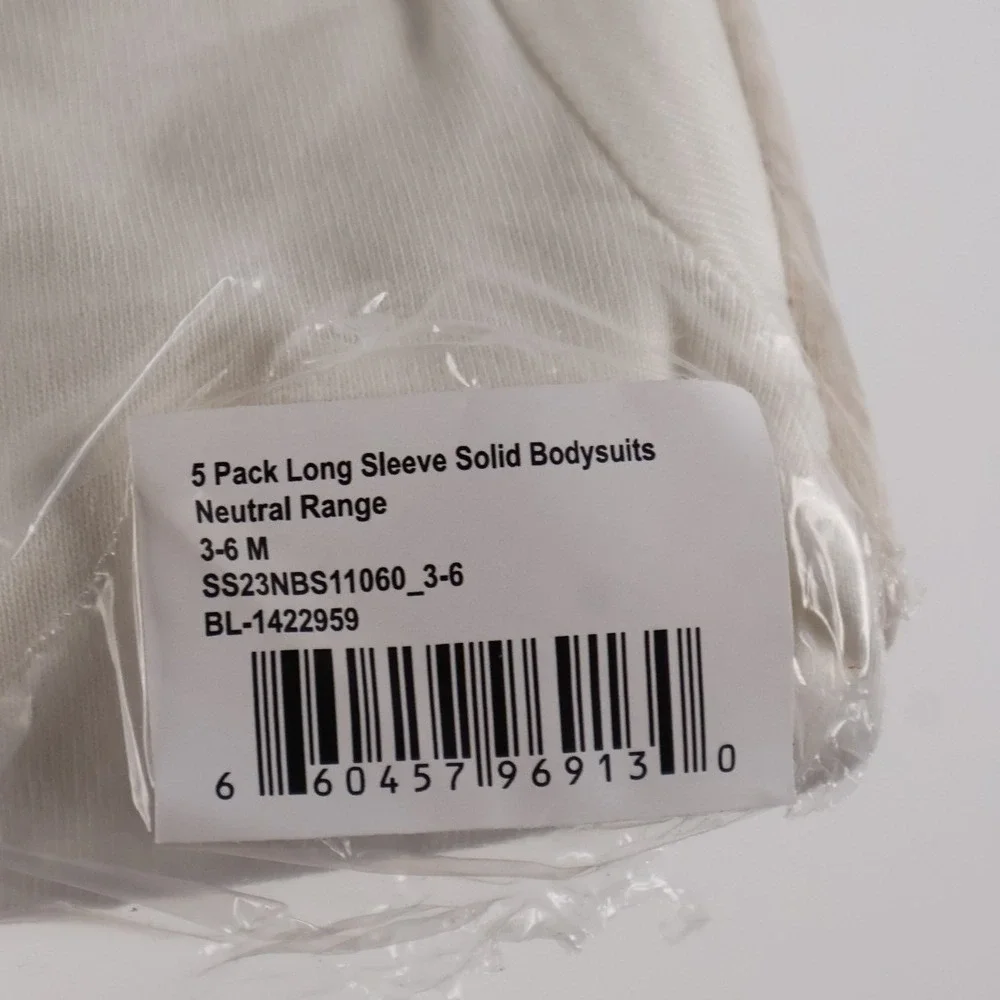 Small Story 5 Pack Long Sleeve Solid Bodysuits Neutral Range 3-6M New
